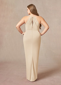 Azazie Hadid Mother of the Bride Dresses Champagne Sheath Pleated Mesh Dress image8