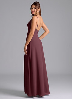 Azazie Sarella Bridesmaid Dresses Sangria A-Line with Pockets Chiffon Dress image5