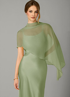 Azazie Jaleesa Bridesmaid Dresses Dusty Sage A-Line High Neck Stretch Satin Dress image2