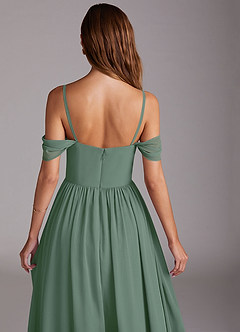 Azazie Calianna Bridesmaid Dresses Eucalyptus A-Line Off the Shoulder Chiffon Convertible Dress image9