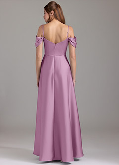Azazie Marley Robes de demoiselle d'honneur Robe Trapèze Convertible en Satin extensible Épaule décolletée Glycine image5