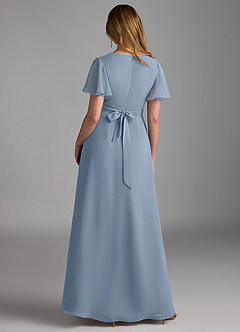 Azazie Zaniah Bridesmaid Dresses Dusty Blue A-Line Chiffon Dress image2