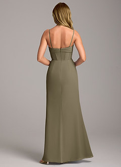 Azazie Chantel Final Sale Willow Green Sheath Strapless Chiffon Convertible Dress image6