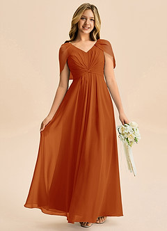 Azazie Emma Junior Robe Trapèze en Mousseline de soie Plissée Paprika image1