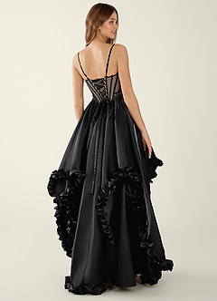 Halley Black V-neck lace Corset A-line Prom Dress image2