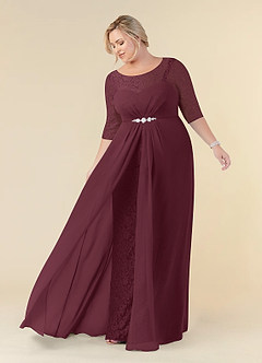 Azazie Leonine Mother of the Bride Dresses Cabernet A-Line Scoop lace Chiffon Dress image8