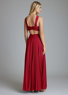 Azazie Hosanna Bridesmaid Dresses Scarlet A-Line Pleated Chiffon Dress image3