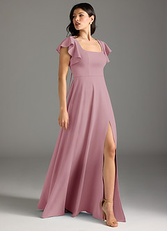Azazie Bondi Bridesmaid Dresses Vintage Mauve A-Line Ruched Stretch Crepe Dress image5