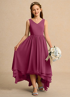 Azazie Kitten Girls Formal Flower Girl Dresses Mulberry A-Line Chiffon Dress image4