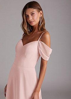 Azazie Marley Bridesmaid Dresses Powder Pink A-Line Off the Shoulder Chiffon Convertible Dress image8