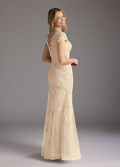 Azazie Marbella Mother of the Bride Dresses Champagne Mermaid Queen Anne Sequins Lace Dress image6