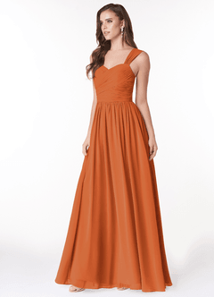 Azazie Zapheira Bridesmaid Dresses Cinnamon A-Line Ruched Chiffon Dress image3
