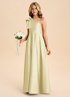 Azazie Penguin Junior Abito A-Line in Raso Elasticizzato Fiocco Sorbetto Al Limone image5