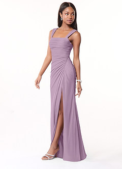 Azazie Jesaphine Bridesmaid Dresses Wisteria Sheath Ruched Mesh Dress image4