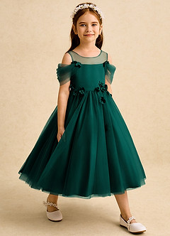 Azazie Juni Blumenmädchenkleider Ballkleid Plissee Tüll Kleid Kiefer image6