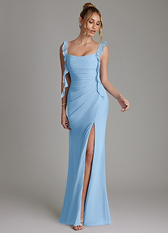 Azazie Jessamine Bridesmaid Dresses Powder Blue Mermaid Corset Chiffon Dress image4