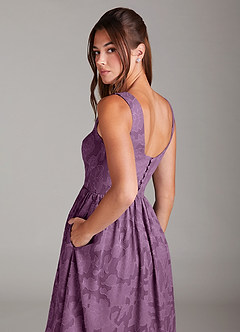 Azazie Alissa Bridesmaid Dresses Wisteria A-Line with Pockets Floral Burnout Dress image2