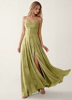 Clementigtle Celadon Embossed Clipped Jacquard Prom Dress image4