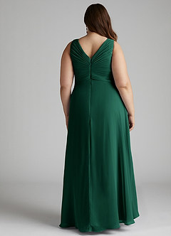 Azazie Flora Bridesmaid Dresses Emerald A-Line Pleated Chiffon Dress image13