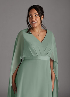 Azazie Isa Klänningar till brudens mor Klä A-Line i Chiffong V-ringad plisserad hals Silversalvia image11