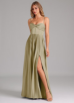 Azazie Tyla Bridesmaid Dresses Moss Green A-Line Sweetheart Neckline Stretch Satin Dress image4