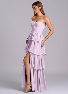 Azazie Faye At-home Try On Dresses Black A-Line Sweetheart Neckline Chiffon Dress image3