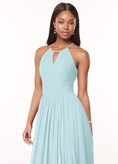 Azazie Cherish Bridesmaid Dresses Sea Glass A-Line Pleated Chiffon Dress image1