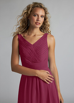 Azazie Grace Bridesmaid Dresses Mulberry A-Line Pleated Chiffon Dress image5