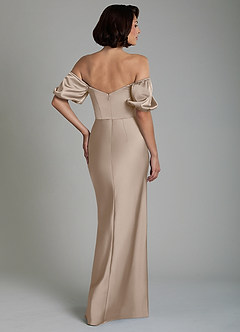 Azazie Lea Bridesmaid Dresses Taupe Mermaid Off the Shoulder Stretch Satin Convertible Dress image6