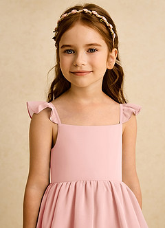 Azazie Boba vestidos de niña de las flores Vestido de Rosetón de Gasa de Corte En A con Escote Cuadrado image8