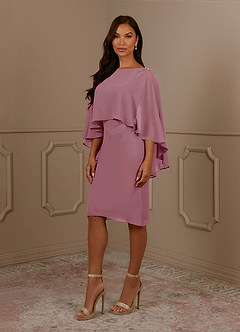Azazie Mirra Mother of the Bride Dresses Vintage Mauve Sheath Scoop Pleated Chiffon Dress image2