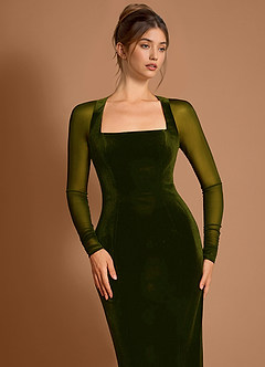 Morwenna Olijf Midi jurk image5