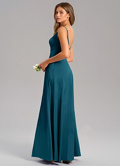 Azazie Talina Bridesmaid Dresses Ink Blue A-Line Stretch Satin Dress image6