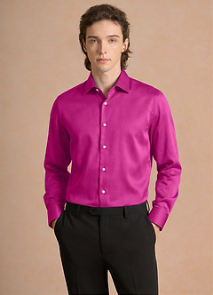 front Julian Fuchsia Stretch Satin Dress Shirt