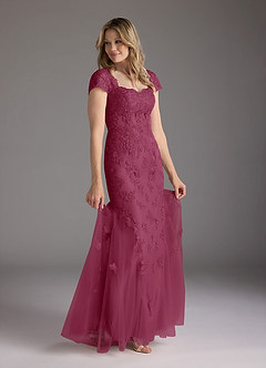 Azazie Marbella Mother of the Bride Dresses Mulberry Mermaid Queen Anne Sequins Lace Dress image2
