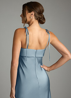 Azazie Ellia Robes de demoiselle d'honneur Robe Fourreau en Satin extensible Arc Bleu Poussiéreux image6
