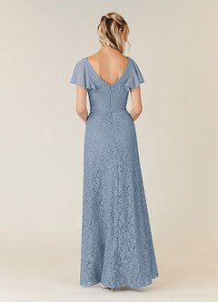 Azazie Knox Mother of the Bride Dresses Dusty Blue A-Line V-Neck Chiffon Dress image2