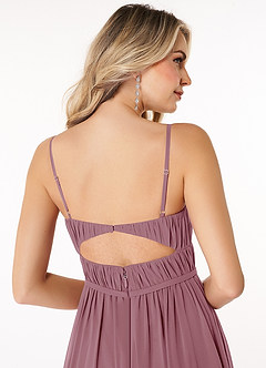 Azazie Yanelie Final Sale Vintage Mauve A-Line Scoop Pleated Chiffon Dress image12