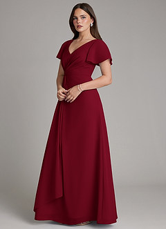 Azazie Kaya Final Sale Burgundy A-Line Pleated Chiffon Dress image7