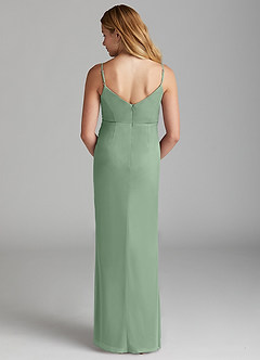 Azazie Deandra Junior Eucalyptus Sheath Mesh Dress image2