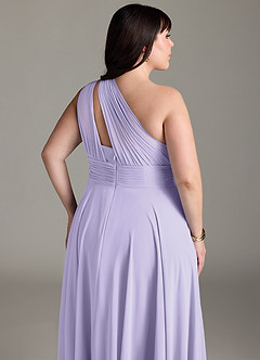 Azazie Charlize Robes de demoiselle d'honneur Robe Trapèze en Mousseline de soie Ue épaule Lilas image7