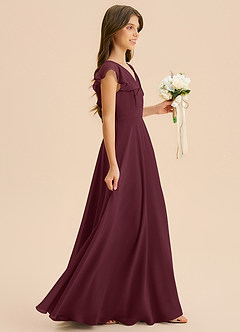 Azazie Anysa Junior Robe Trapèze en Mousseline de soie Rayé Cabernet image4