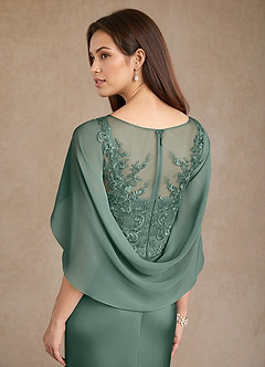 Azazie Hera Mother of the Bride Dresses Eucalyptus A-Line Lace Stretch Satin Dress image6