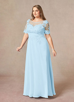 Azazie Raissa Kleider für die Brautmutter A-Linie Spitze Chiffon Kleid Himmelblau image11