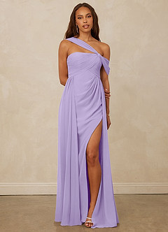 Christian Siriano Bridal for Azazie 1014 Bridesmaid Dresses Lilac A-Line Off the Shoulder Chiffon Dress image1
