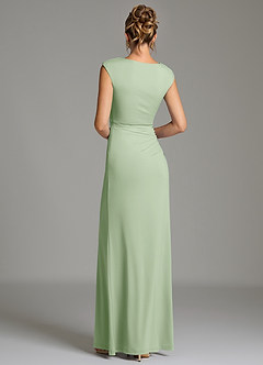 Azazie Chantal Bridesmaid Dresses Dusty Sage Mermaid Pleated Premium Stretch Jersey Dress image2