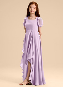 Azazie Priya Junior Frosted Lilac A-Line Blouson Chiffon Dress image4