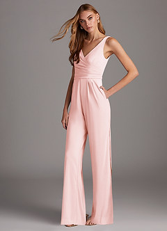 Azazie Ida laatste Uitverkoop Jumpsuit van Rek chiffon Geplooid Blozend Roze image1