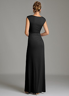 Azazie Chantal Bridesmaid Dresses Black Mermaid Pleated Premium Stretch Jersey Dress image2