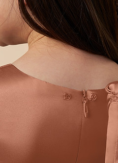 Azazie Bo Peep Final Sale Agave A-Line Bow Matte Satin Dress image6